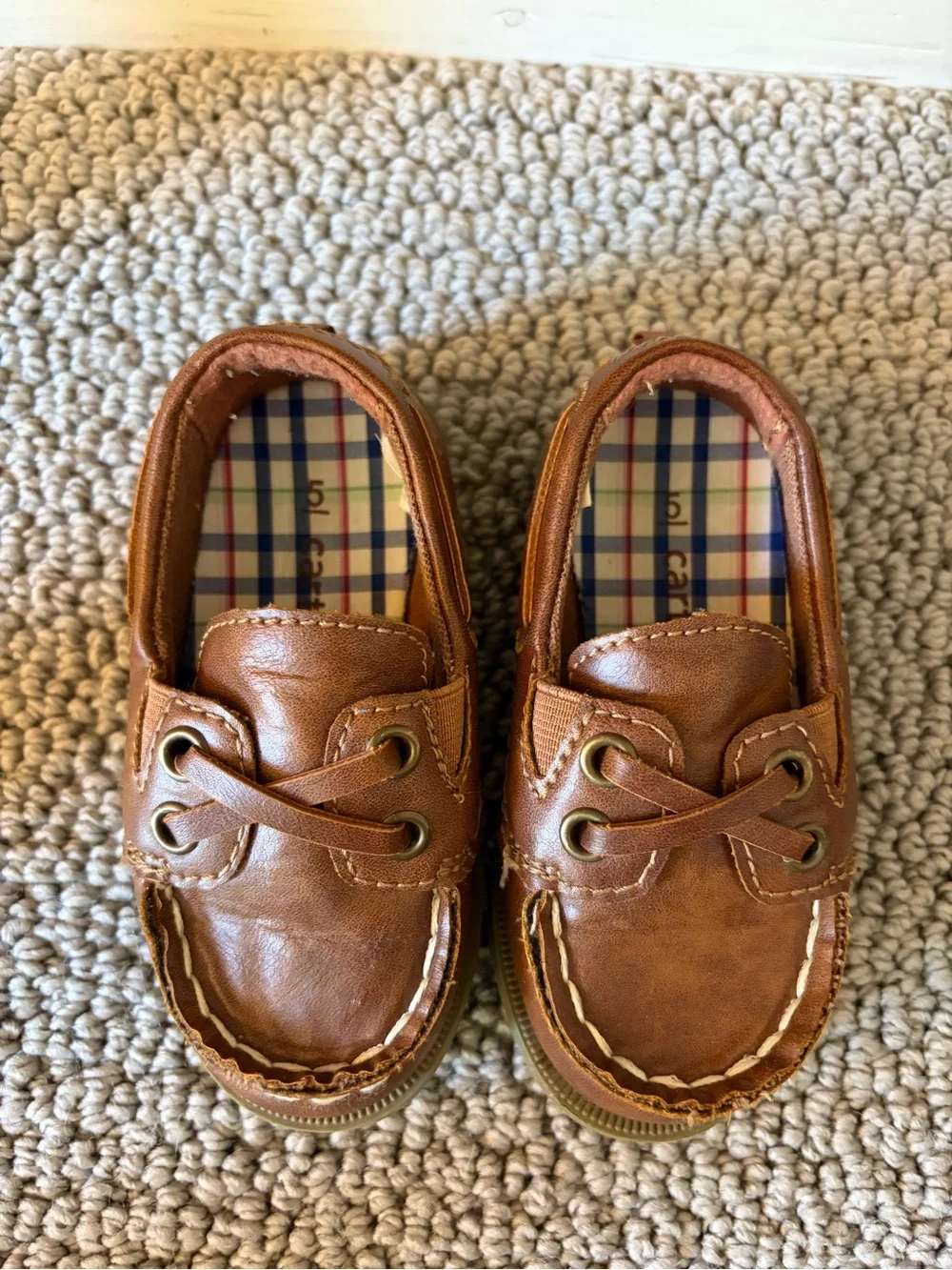 Carter's Tan Leather Toddler Boat Shoes